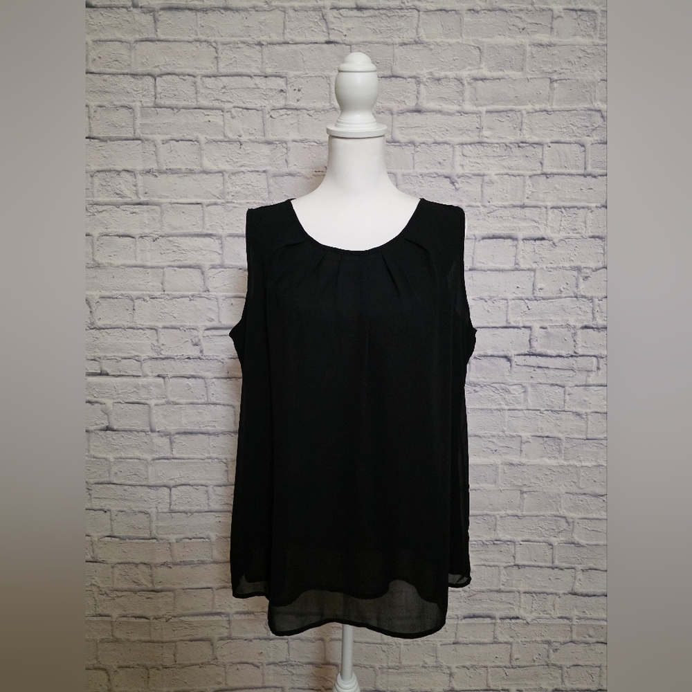 Chic Black Sleeveless Chiffon  Blouse